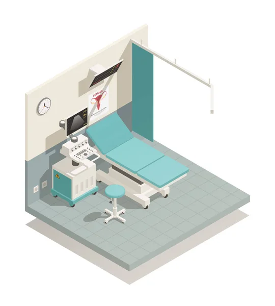 Gynecology Cabinet Isometric Composition — Stock Vector