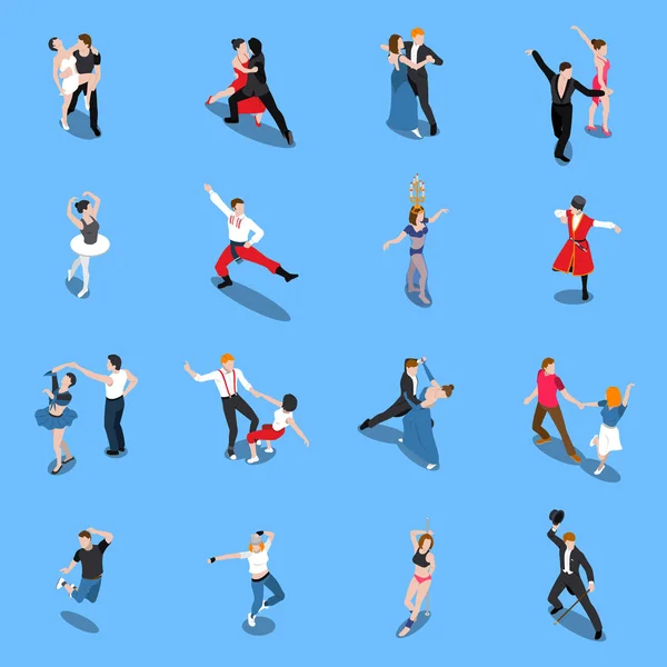 Dances Profesionale Performers Isometric People — Vector de stoc