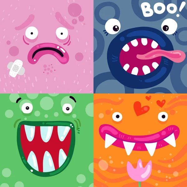 滑稽的怪物面孔概念 — 图库矢量图片