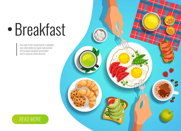 Frühstück farbigen Hintergrund — Stockvektor