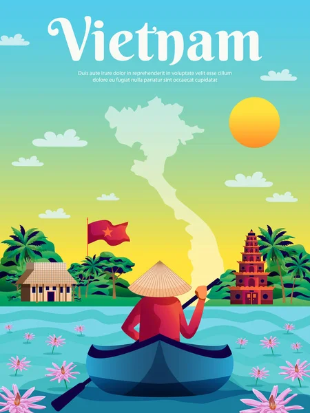Affiche colorée Vietnam — Image vectorielle