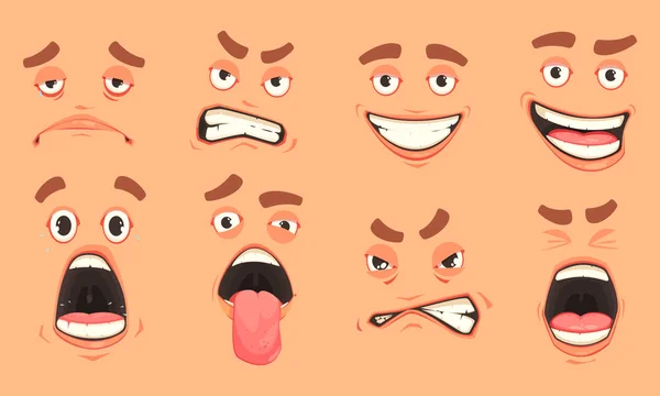 Los hombres de dibujos animados conjunto de boca — Vector de stock