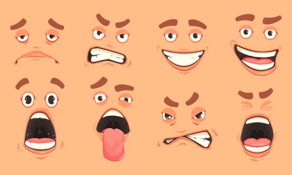 Cartoon Men Mouth Set — Stock Vector