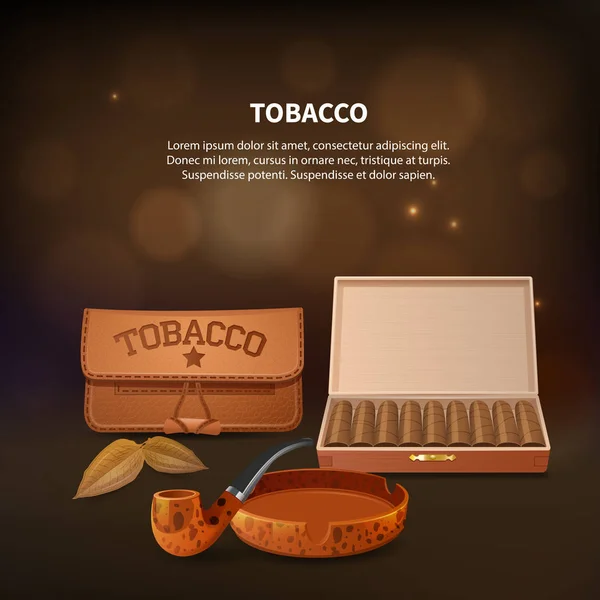 Composición realista del tabaco — Vector de stock