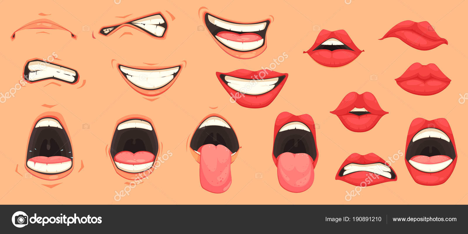 Cartoon Mouth Set Stock Vector Image By ©macrovector 190891210