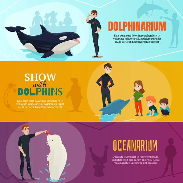 Banners de Dolphinarium Show conjunto — Vetor de Stock