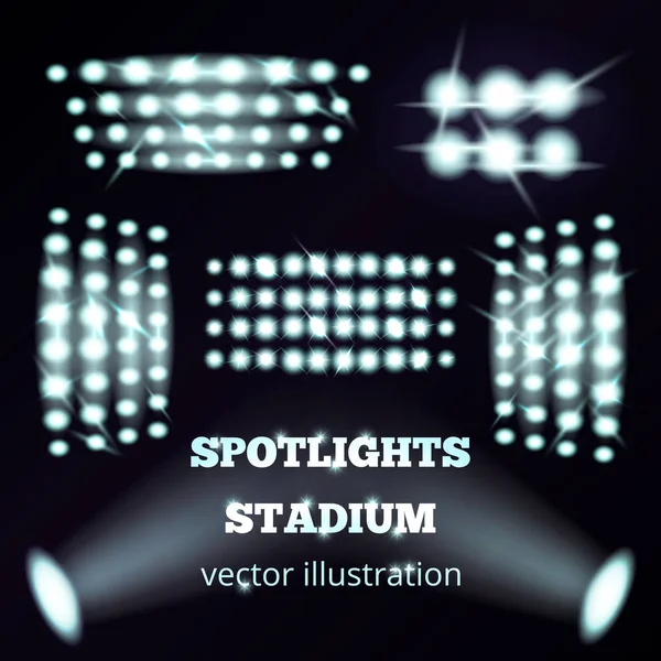 Juego realista de reflectores de estadio — Vector de stock