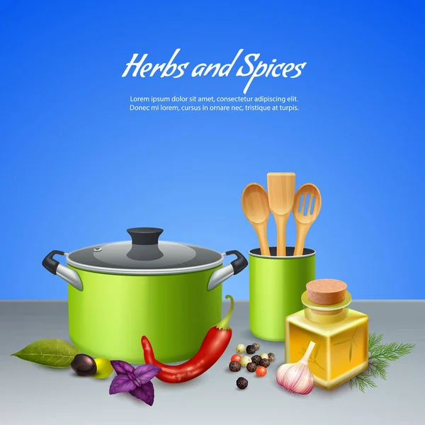 Herbs And Spices Background — Stock Vector