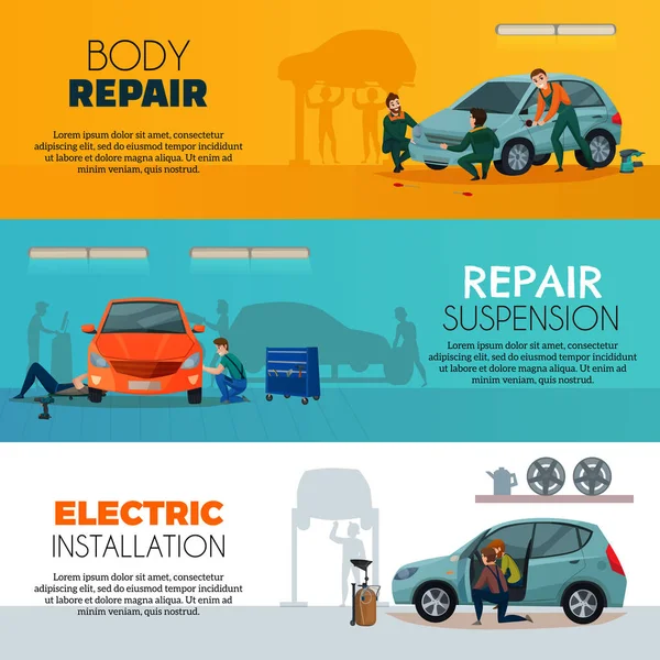 Autoservice Banners Set — Stockvector