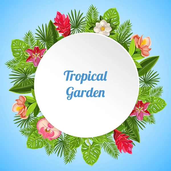Tropikal Bahçe yuvarlak kompozisyon — Stok Vektör