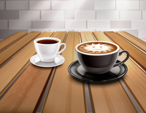 Espresso och Cappuccino kaffe sammansättning — Stock vektor