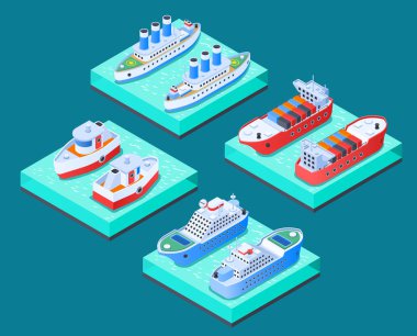Gemi izometrik tasarım konsepti