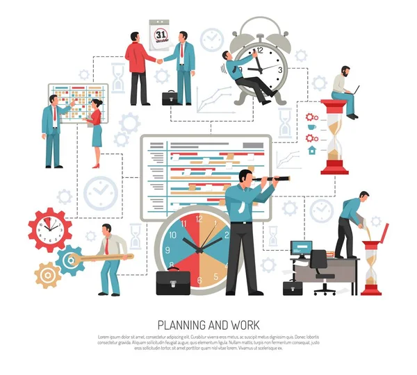 Planificación concepto plano — Archivo Imágenes Vectoriales