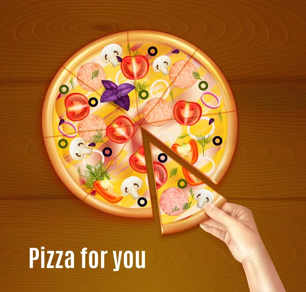 Pieczone Pizza realistyczne skład — Wektor stockowy