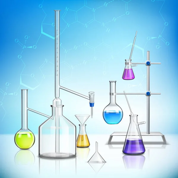Composição de artigos de vidro de laboratório — Vetor de Stock