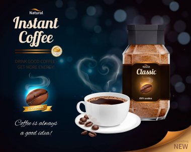 Anlık kahve gerçekçi kompozisyon