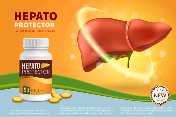 Composición realista del hepatoprotector — Archivo Imágenes Vectoriales