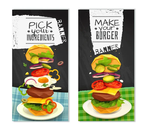 Hamburger függőleges bannerek — Stock Vector
