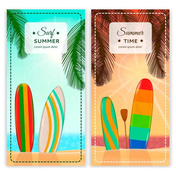 Surfing Resort Vertical Banners — Stock Vector