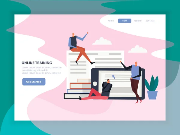 Treinamento Online Flat Landing Page — Vetor de Stock