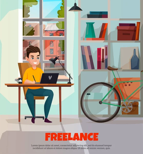 Freelancer durante la ilustración del trabajo — Archivo Imágenes Vectoriales