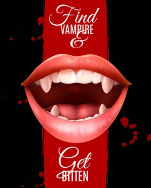 Realistic Vampire Mouth Poster clipart