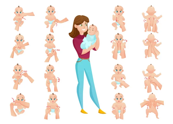 Ensemble de massage bébé — Image vectorielle