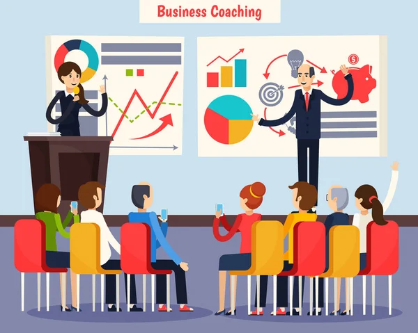 Business Coaching Orthogonal Composition — Stock Vector