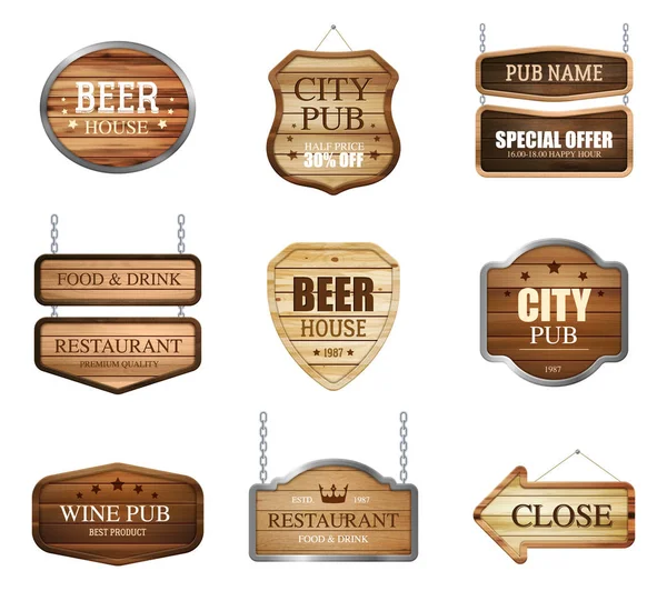 Boutique en bois Signs Collection — Image vectorielle