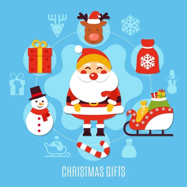 Christmas Gifts Flat Composition — Stock Vector