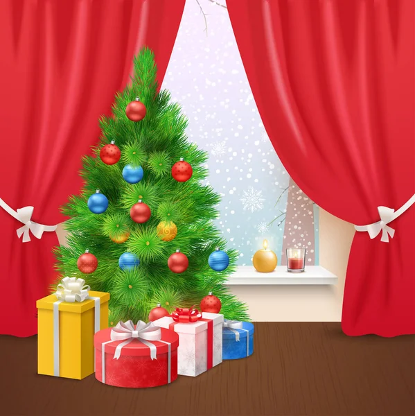 Boże Narodzenie w domu skład — Wektor stockowy