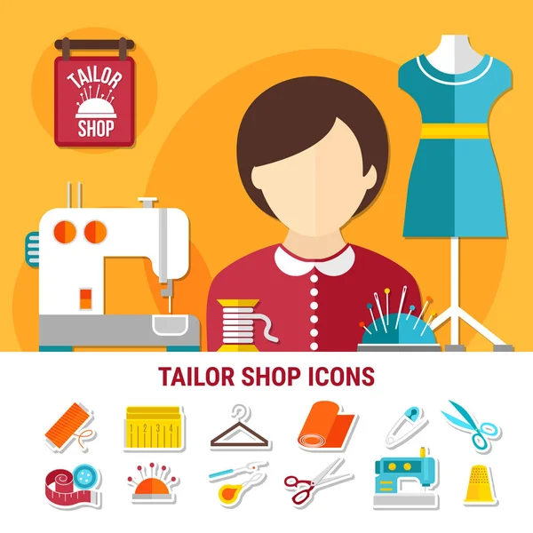 Tailor Shop Illustration — Stock Vector