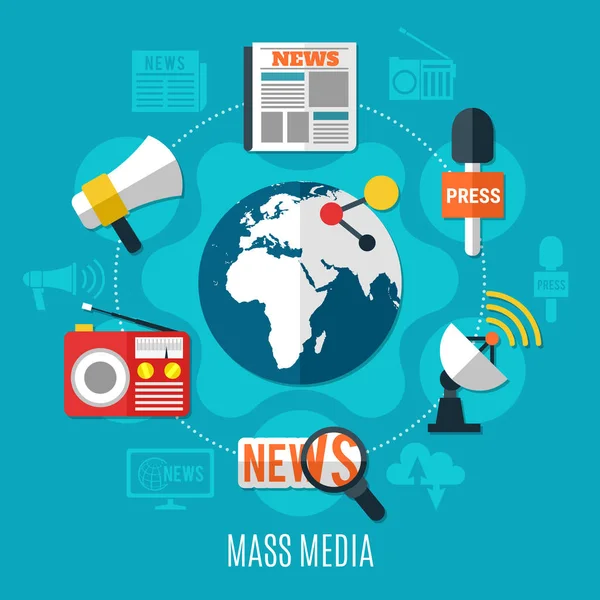Concetto di Mass Media Design — Vettoriale Stock