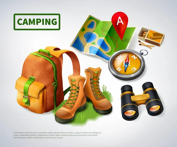 Camping Composición realista — Vector de stock