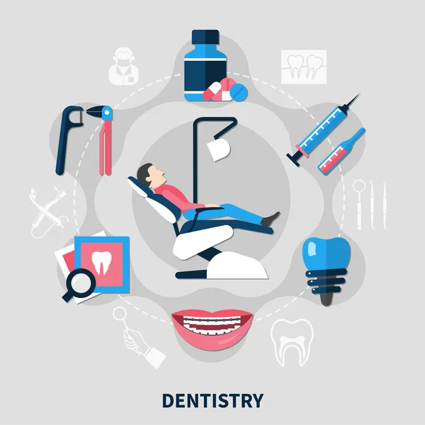 Επίπεδη σχεδίαση οδοντιατρικής — Διανυσματικό Αρχείο