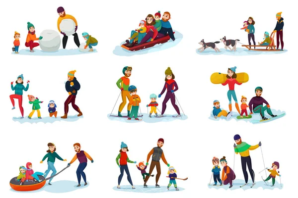 Winter Recreation Set — Stock Vector