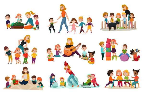 Ensemble d'icônes de jardin d'enfants — Image vectorielle