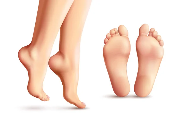 Realistische vrouwelijke voeten Set — Stockvector