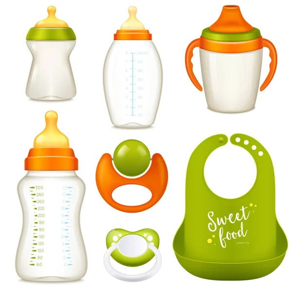 Colección de botellas de bebé enfermero — Vector de stock