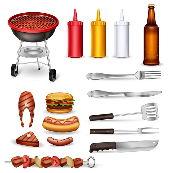 Set icone decorative per barbecue — Vettoriale Stock