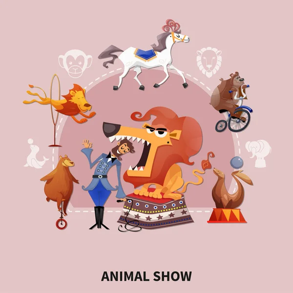 Circus Cartoon Composition — Stock Vector