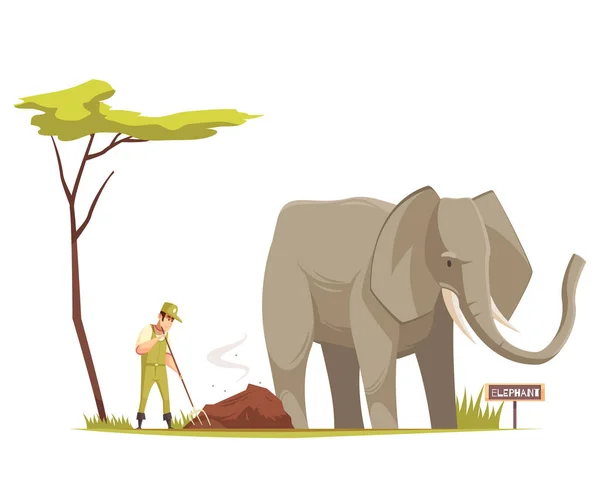 Éléphant au zoo Composition de bande dessinée — Image vectorielle