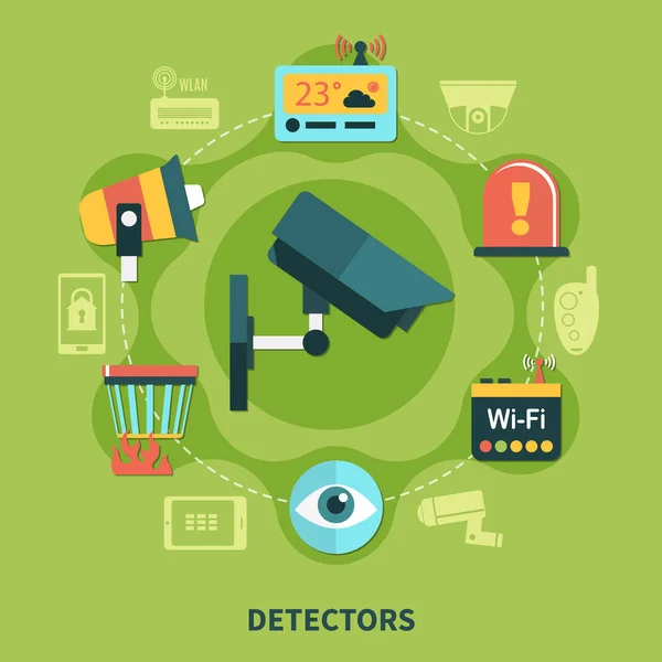 Détecteurs Accueil Sécurité Round Composition — Image vectorielle