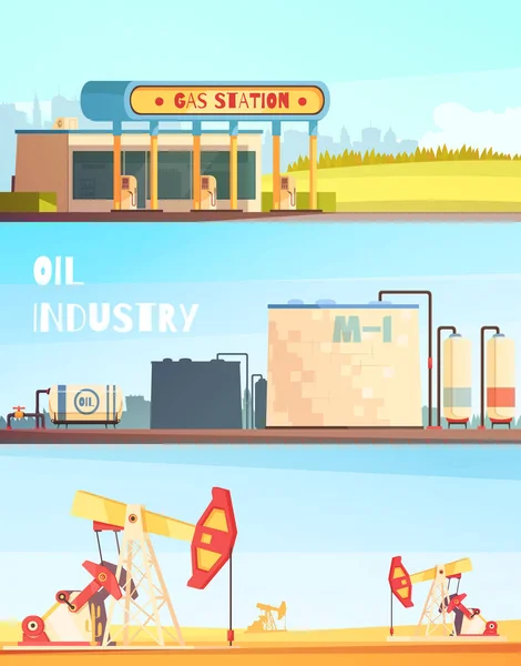 Petrol Industry Horizontal Banners — Stock Vector