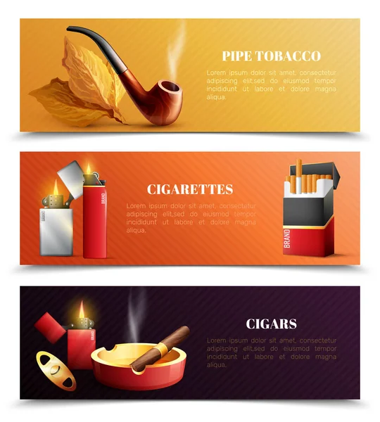 Tobacco Products Horizontal Banners — Stock Vector