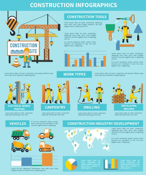 Construction Worker Infographic — Stock Vector