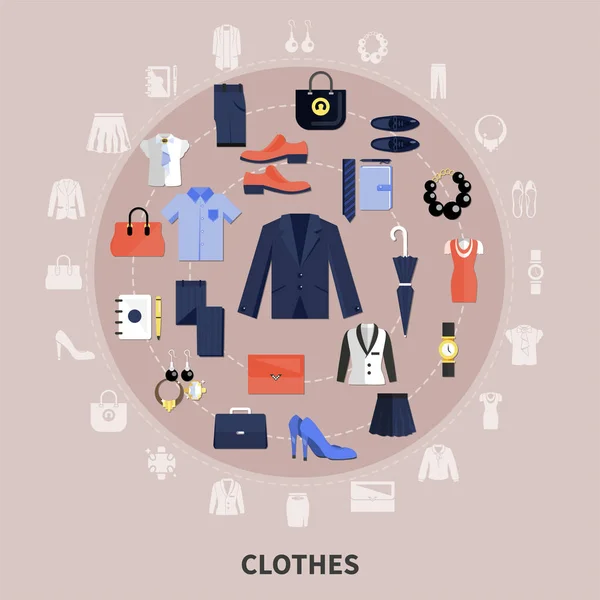 Round Clothes Composition — Stock Vector