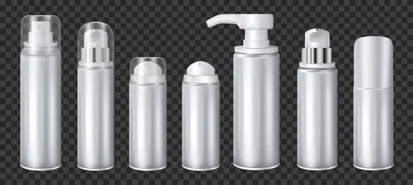 Aluminium Spray Cans Set Transparent — Stock Vector