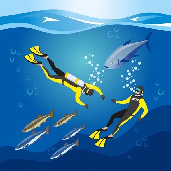 Underwater Depths Research Composition — Stock Vector