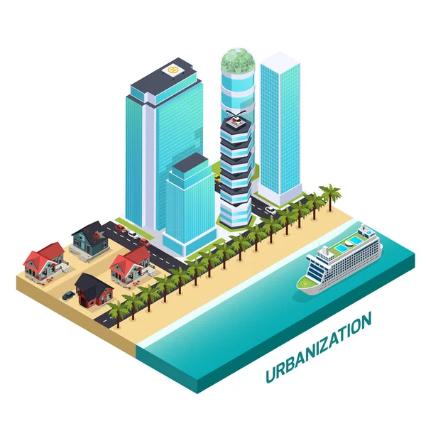 Urbanización Composición isométrica — Vector de stock